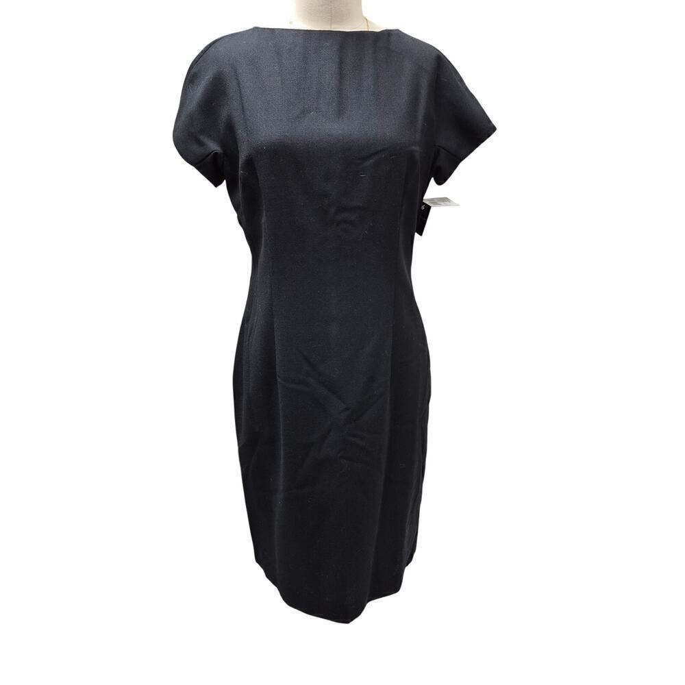 Andrea Viccaro 100% Wool Dress Black Fully Lined Sz 10 VTG 80s 90s NWT